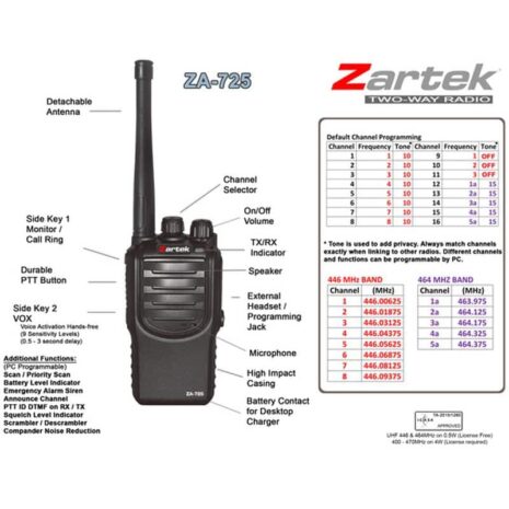 Zartek ZA-725 Two-Way Radio - License Free